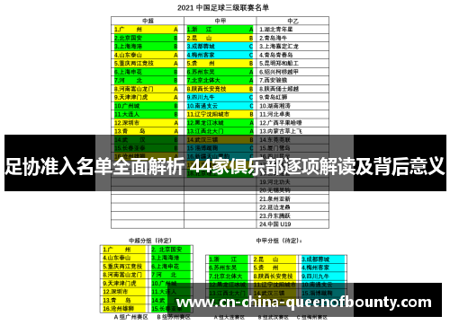 足协准入名单全面解析 44家俱乐部逐项解读及背后意义